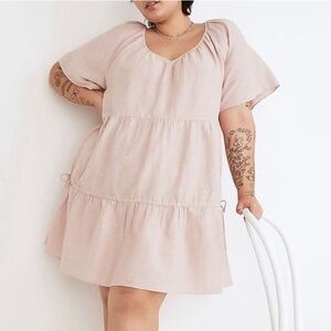 Madewell Linen Dress Pink 2X
